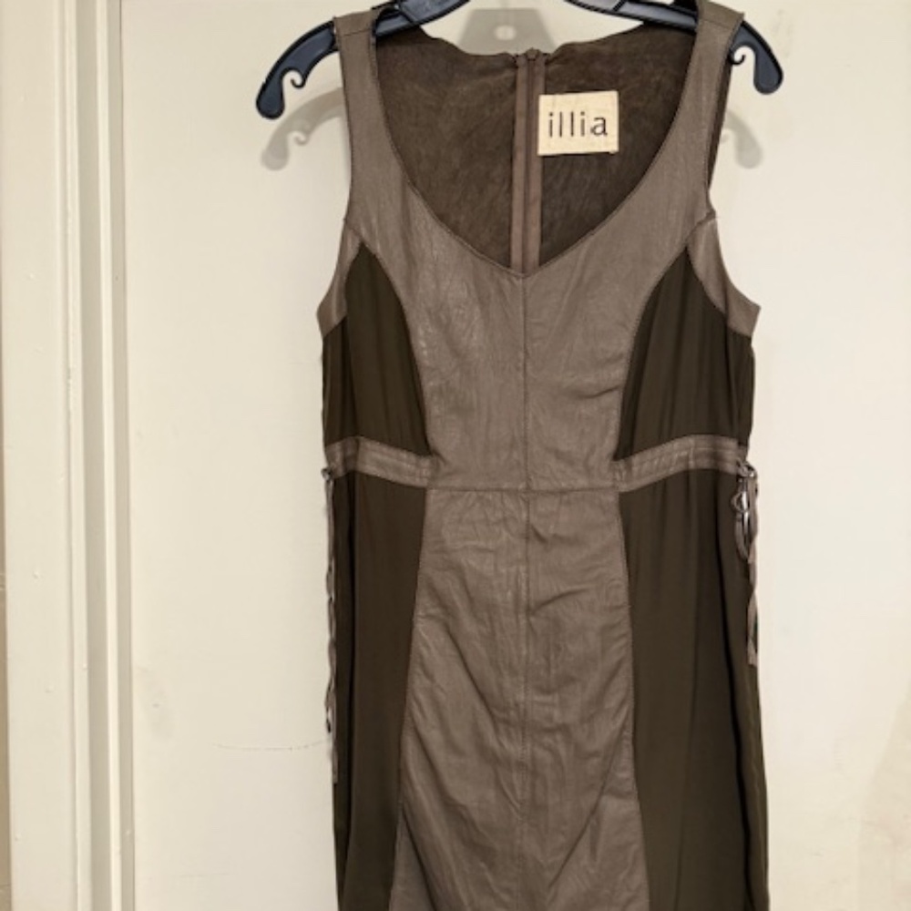 Illia Leather-Silk Dress